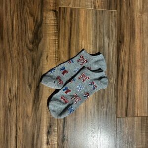 Stylish Gray Socks with Red and Blue Accents